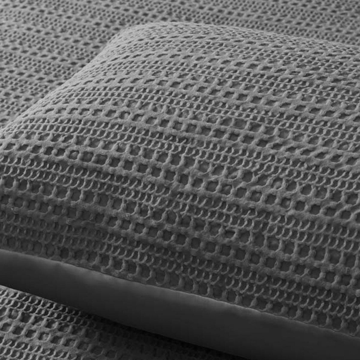Accessorize Soho Waffle Dark Grey Quilt Cover Set Queen 3