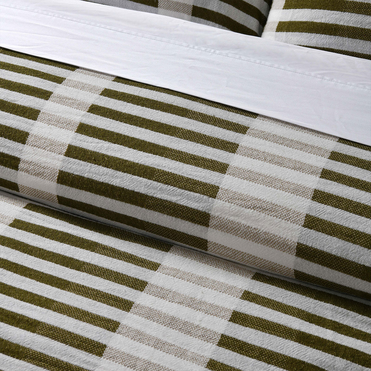 Vintage Design Homewares Tempo Green Cotton Jacquard Quilt Cover Set King 3