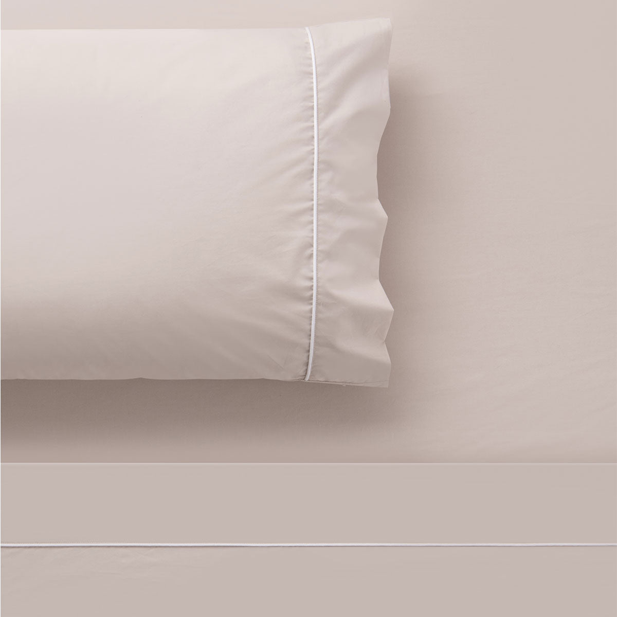 Accessorize White/Natural Piped Hotel Deluxe Cotton Sheet Set King 3