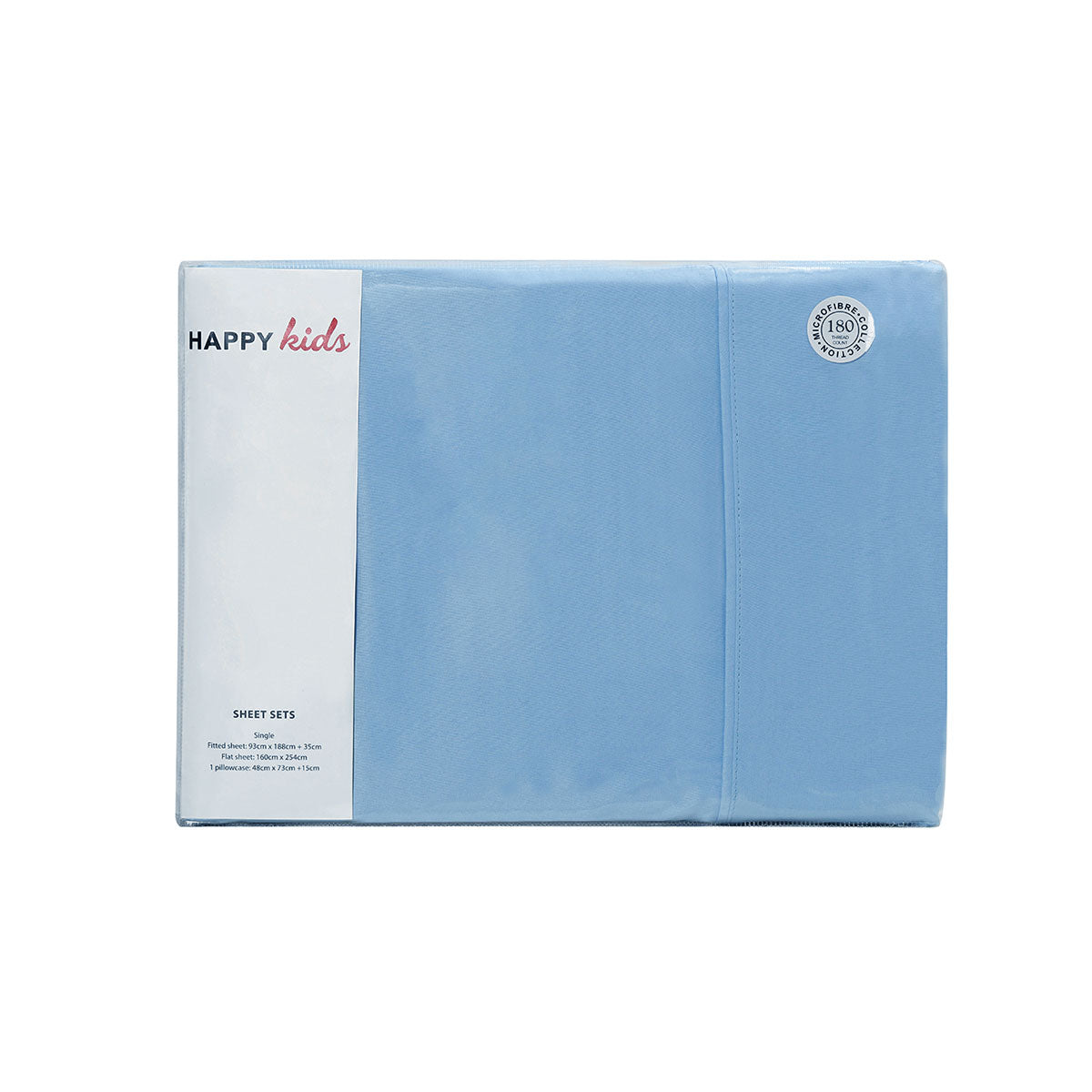 Happy Kids Blue Plain Dyed Microfibre Sheet Set Double 3
