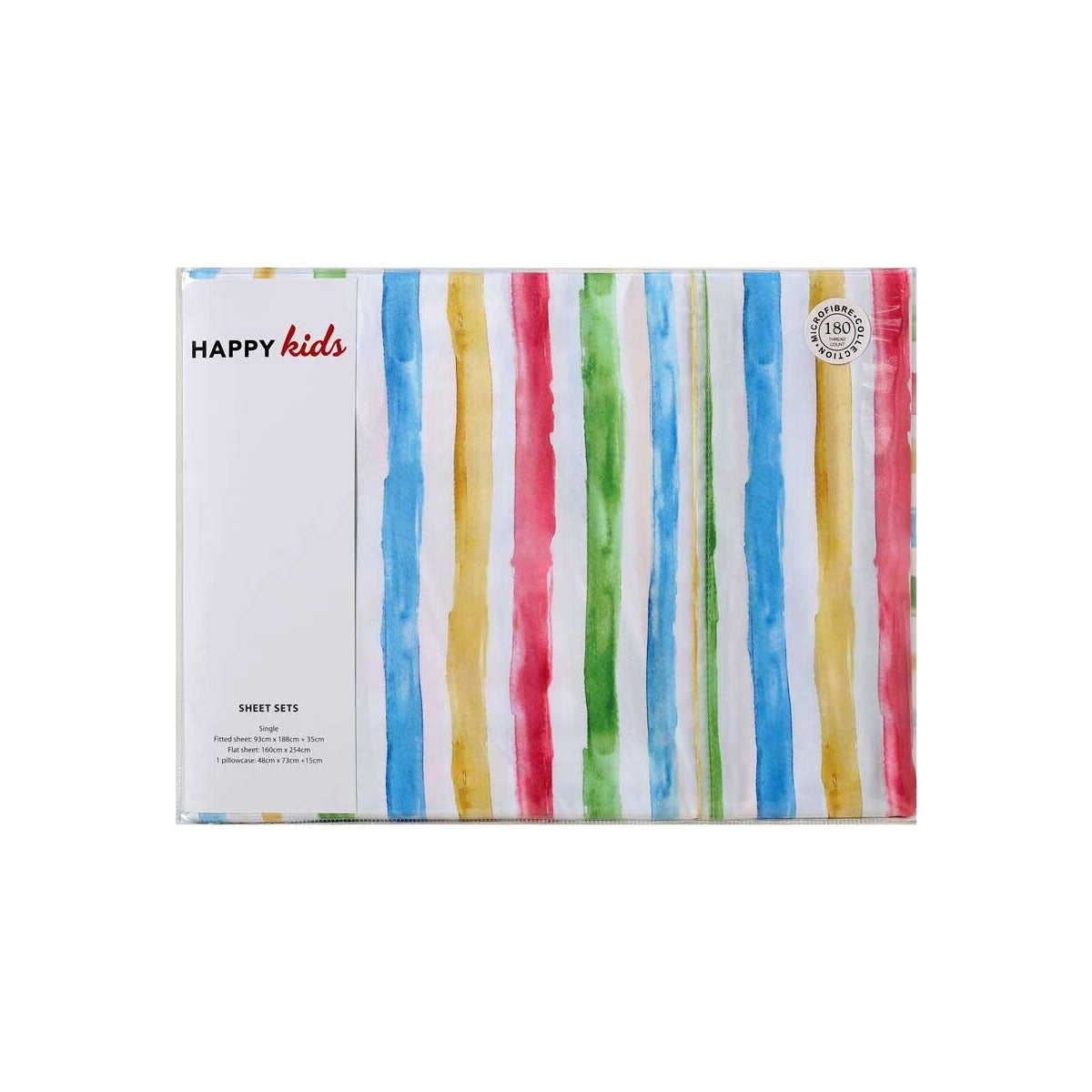 Happy Kids Multi Stripes Printed Microfibre Sheet Set Double 3