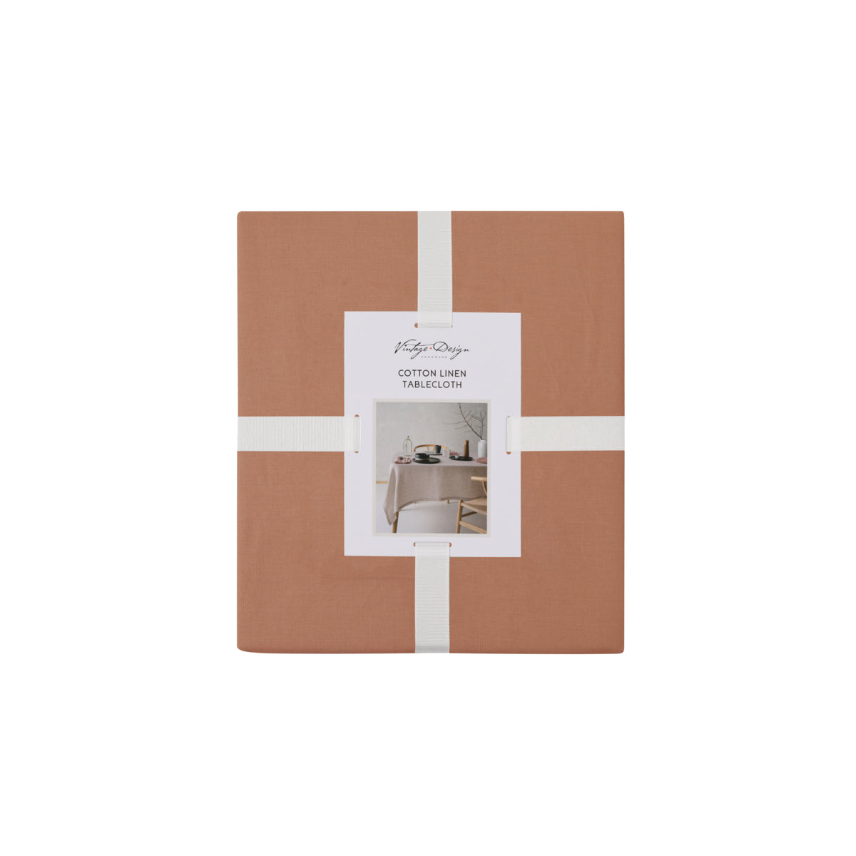 Vintage Design Homewares Helm Terracotta Washed Linen Cotton Tablecloth 150cm x 300cm 3