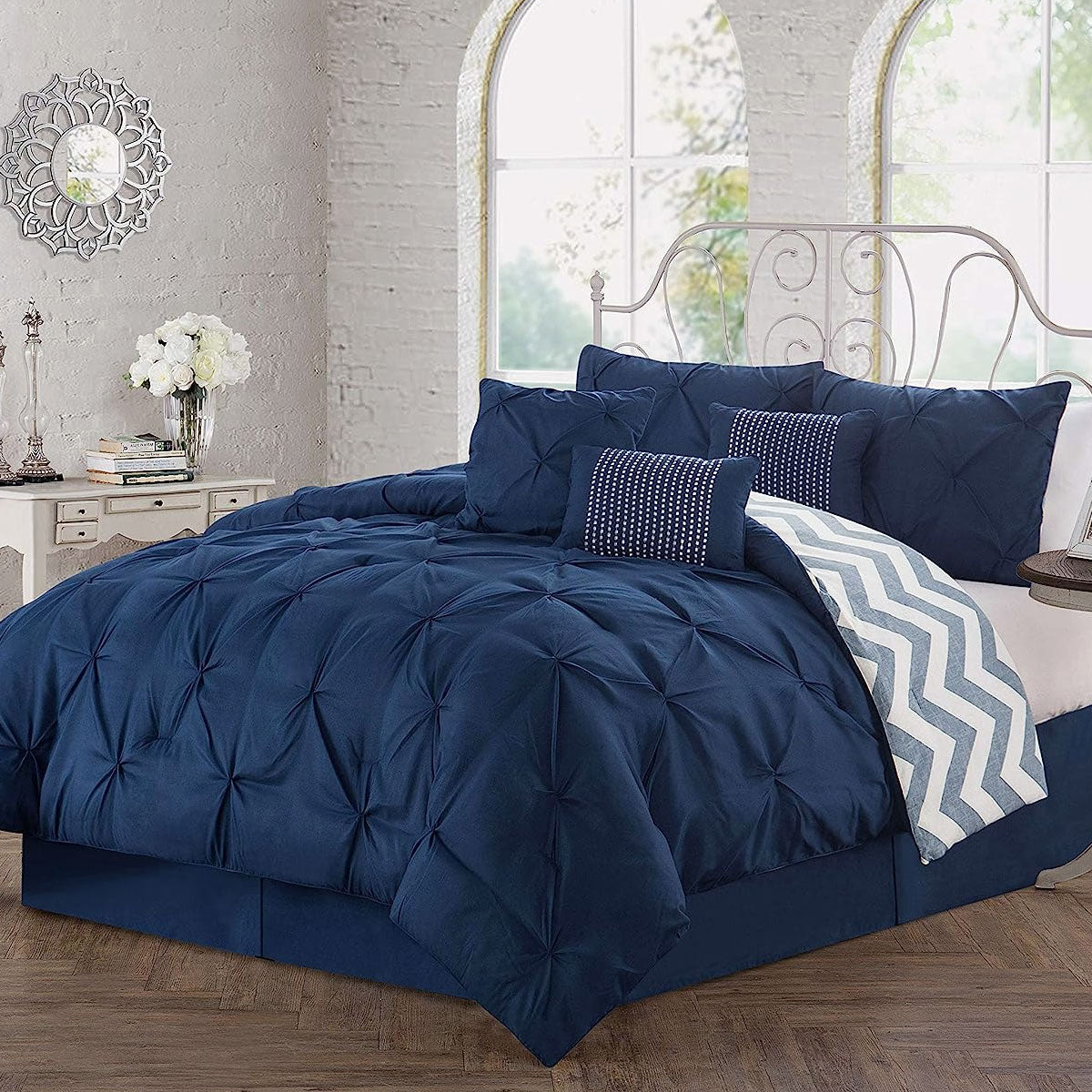 J Elliot Home 6 Pcs Ella Navy Comforter Set Single 5