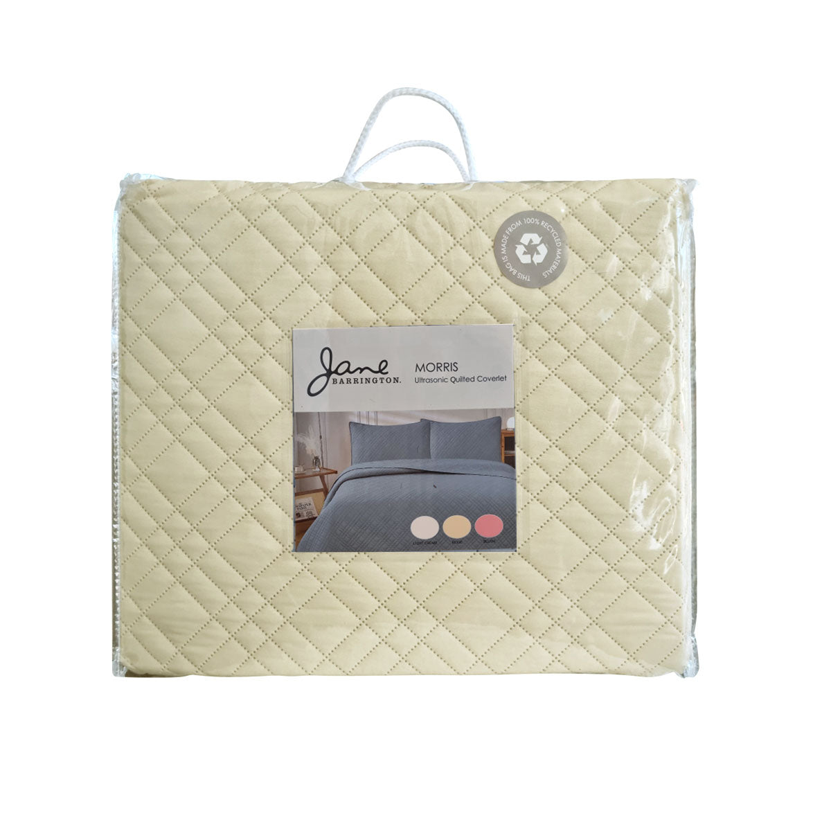 Jane Barrington Morris Beige Ultrasonic Embossed Lightly Quilted Reversible Coverlet Set King 4