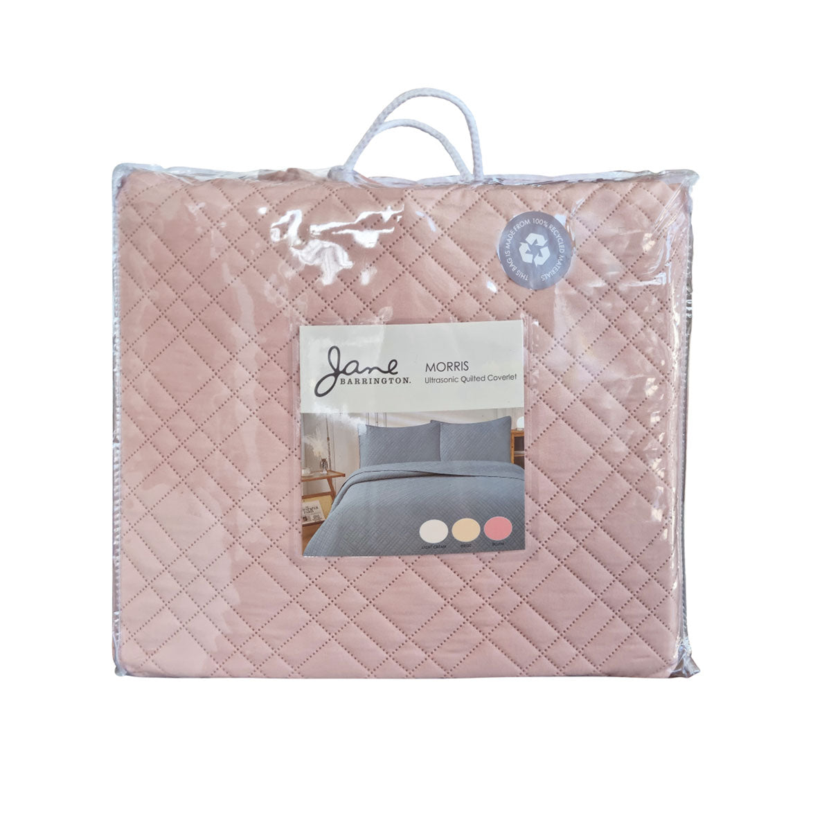 Jane Barrington Morris Blush Ultrasonic Embossed Lightly Quilted Reversible Coverlet Set Queen 4