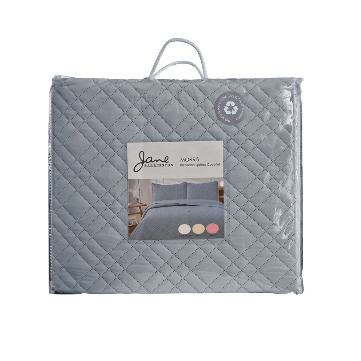 Jane Barrington Morris Dark Grey Ultrasonic Embossed Lightly Quilted Reversible Coverlet Set King 4