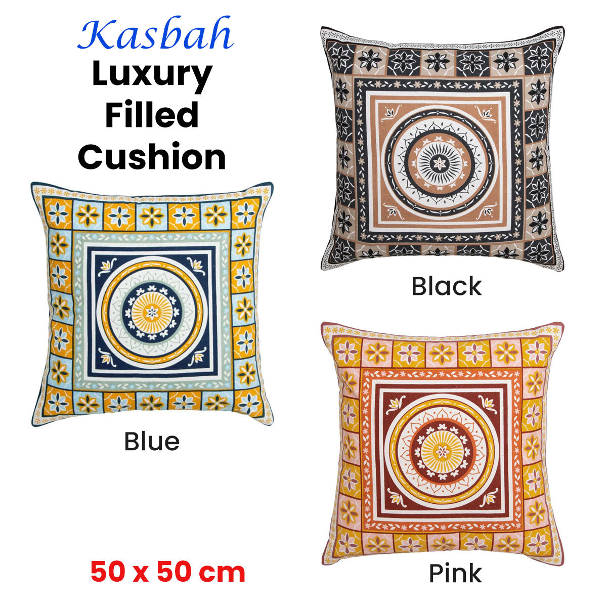 J Elliot Home Kasbah Luxury Filled Cushion 50 x 50cm Black 4