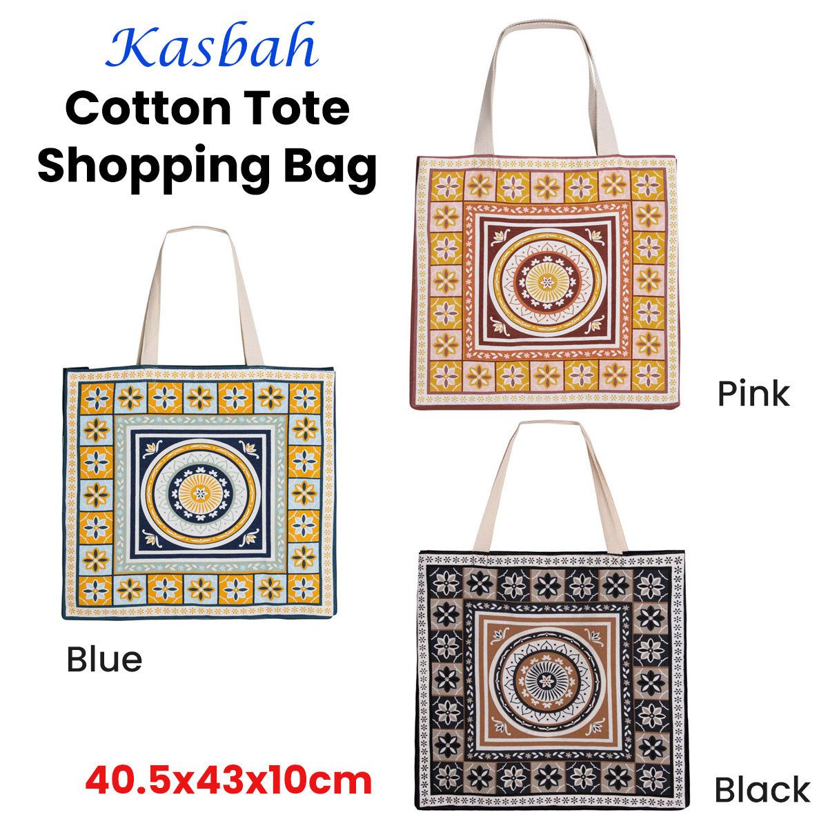 J Elliot Home Kasbah Cotton Tote Shopping Bag 40.5x43x10cm Black 4