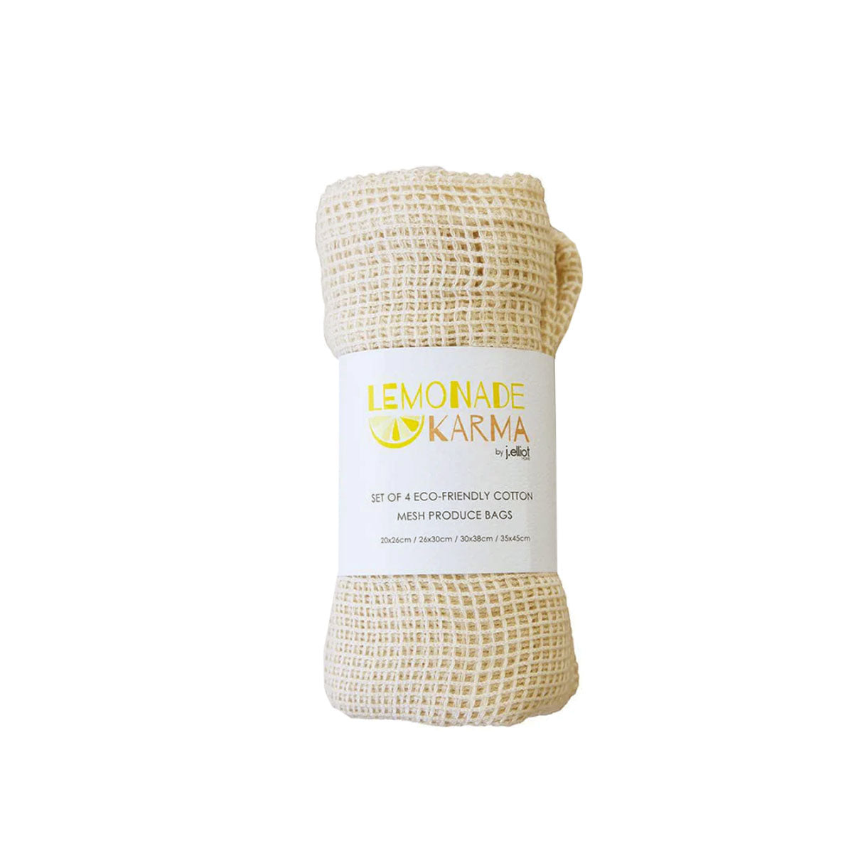 J Elliot Home Lemonade Karma Set of 4 Cotton Eco-Friendly Natural Mesh Storage Bag Set 3