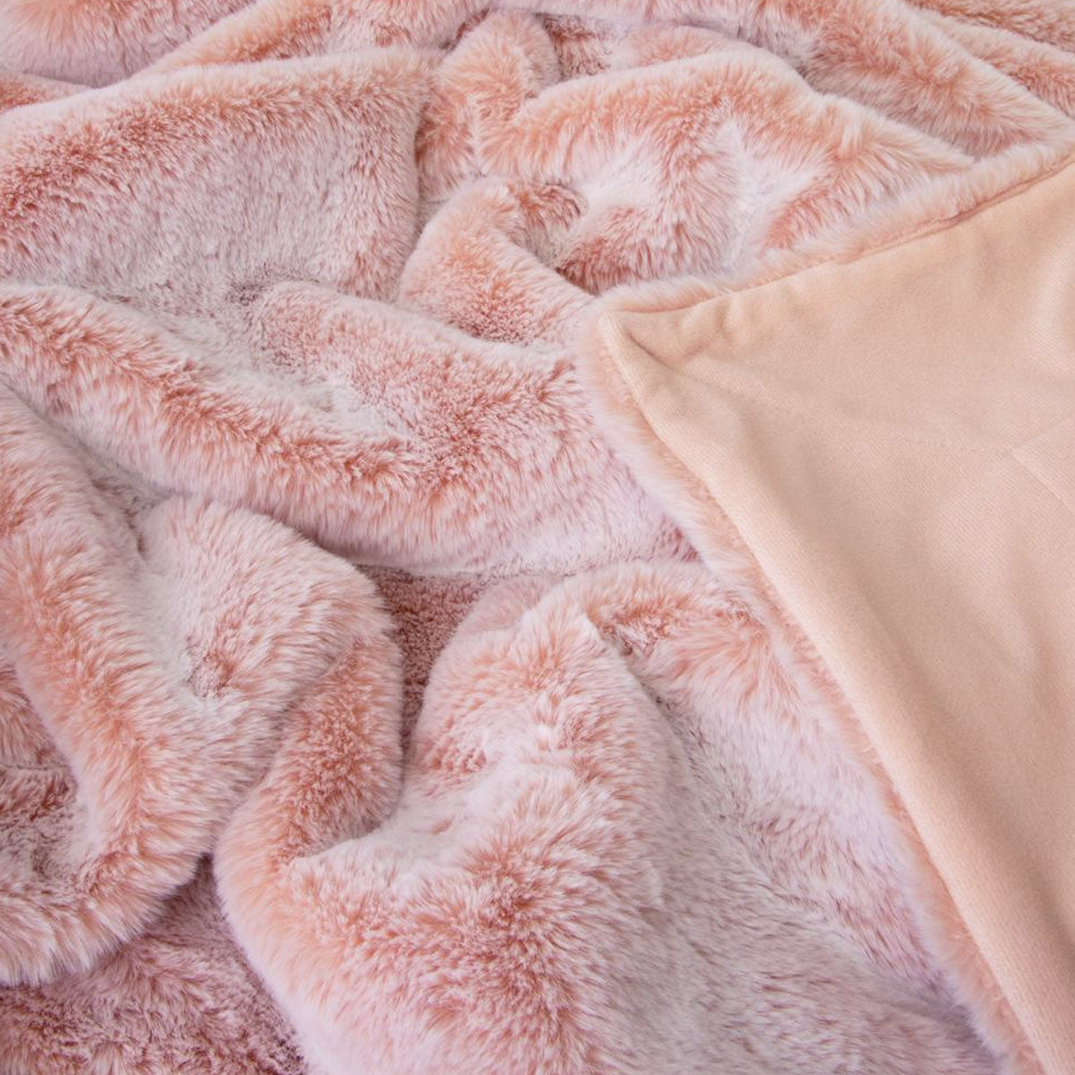 J Elliot Home Archie Soft Pink Faux Fur Throw Rug 130 x 160cm 3