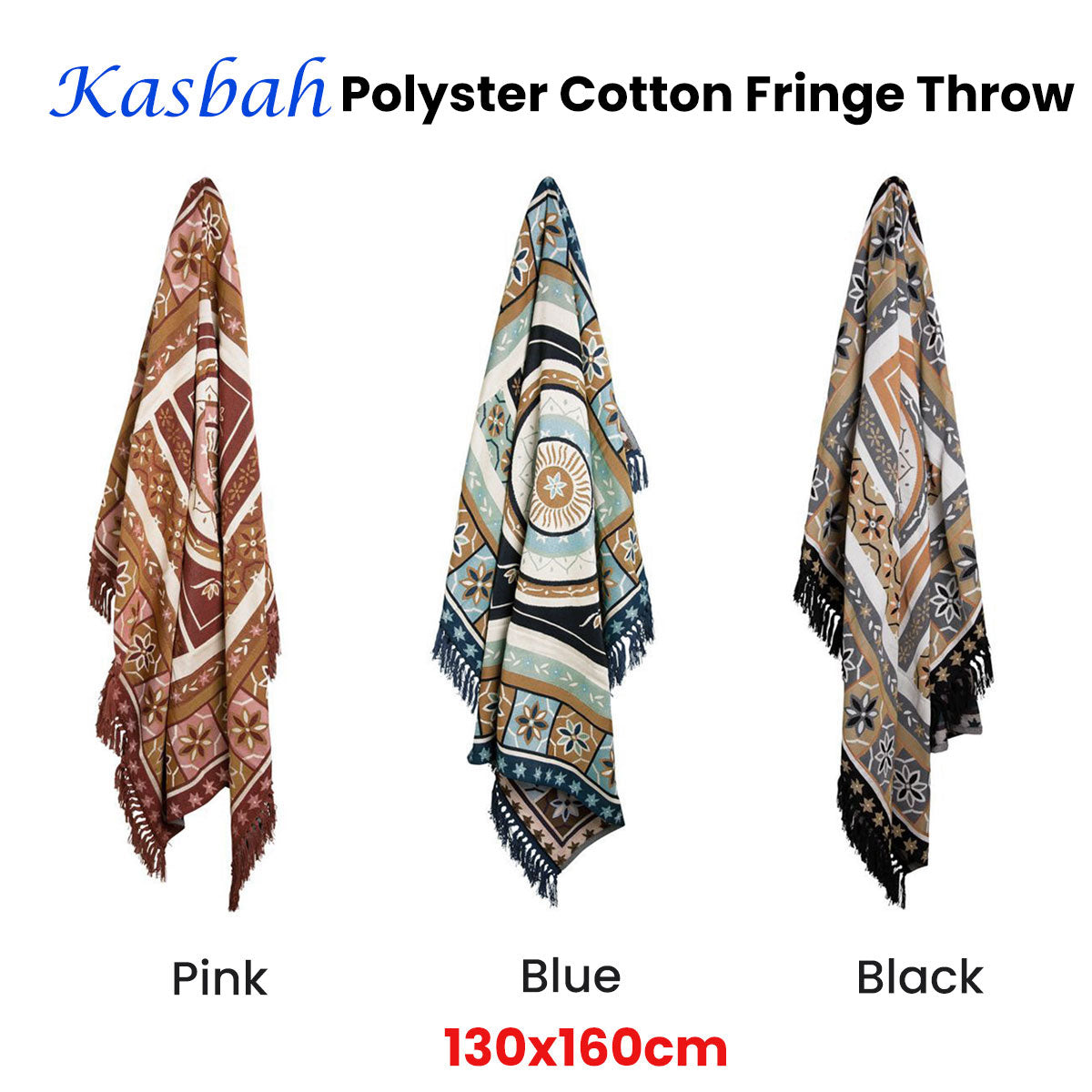 J Elliot Home Kasbah Luxury Fringe Throw 130 x 160cm Black 6