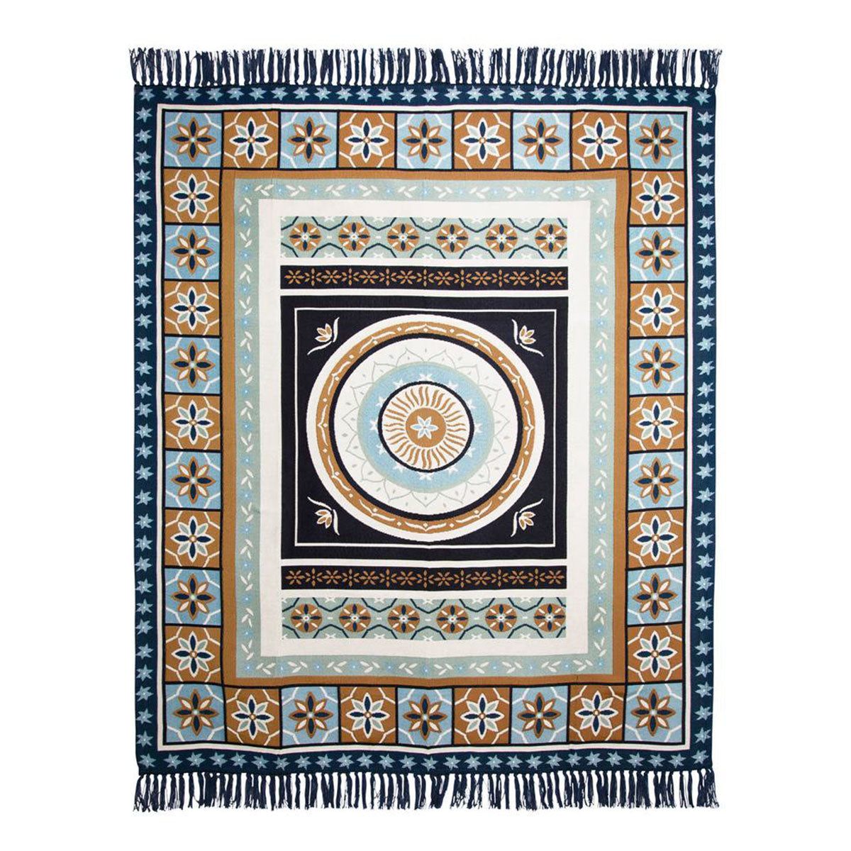 J Elliot Home Kasbah Luxury Fringe Throw 130 x 160cm Blue 4
