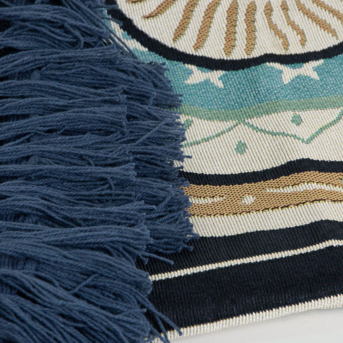 J Elliot Home Kasbah Luxury Fringe Throw 130 x 160cm Blue 5