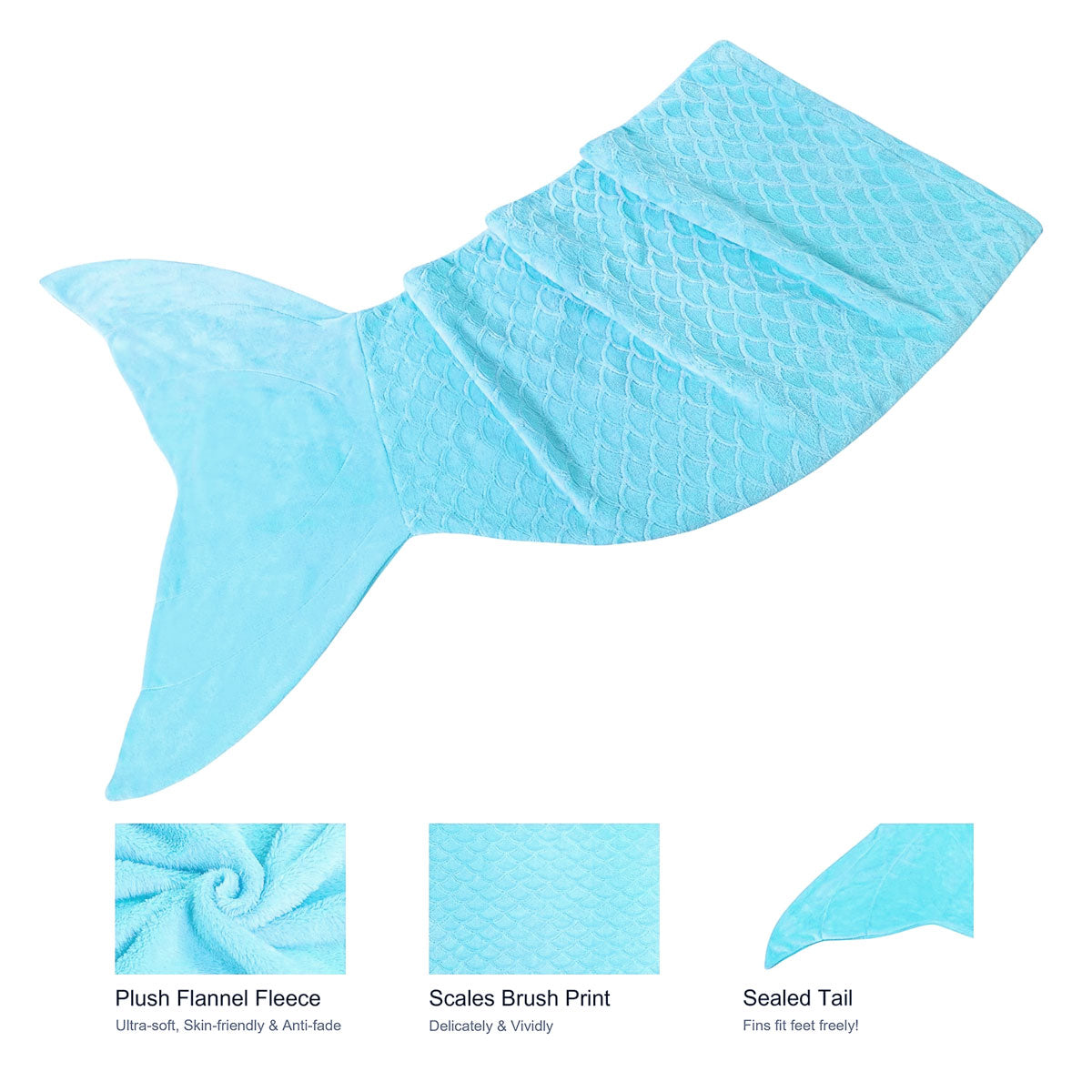 Mermaid Tail Blue Soft Blanket Throw 3
