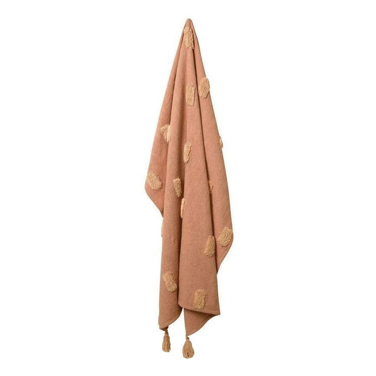 J Elliot Home Quinn 100% Cotton Textured Throw 130 x 160 cm Clay Pink & Soft Pink 3