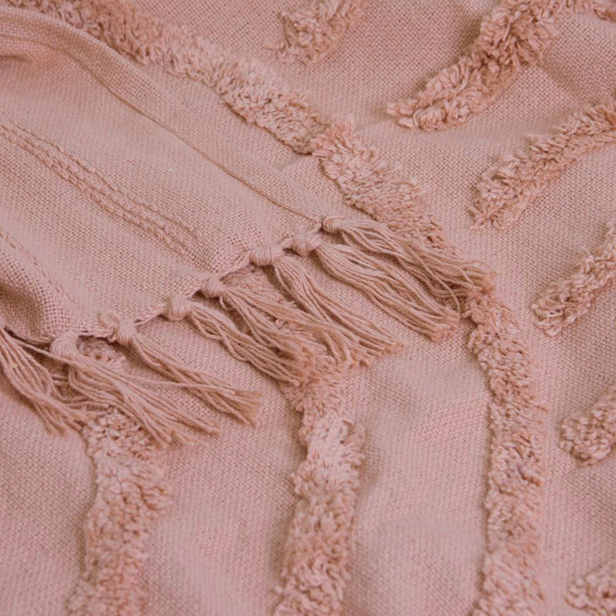 J Elliot Home Zen Luxury Fringe Throw 130 x 160cm Clay Pink 4