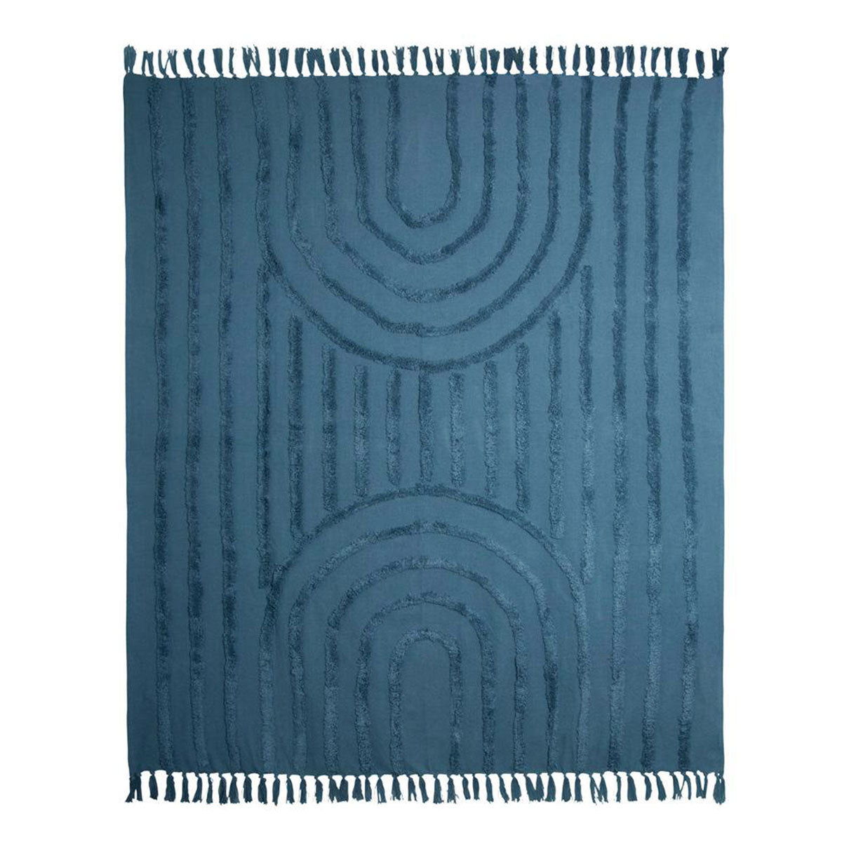 J Elliot Home Zen Luxury Fringe Throw 130 x 160cm Steel Blue 3