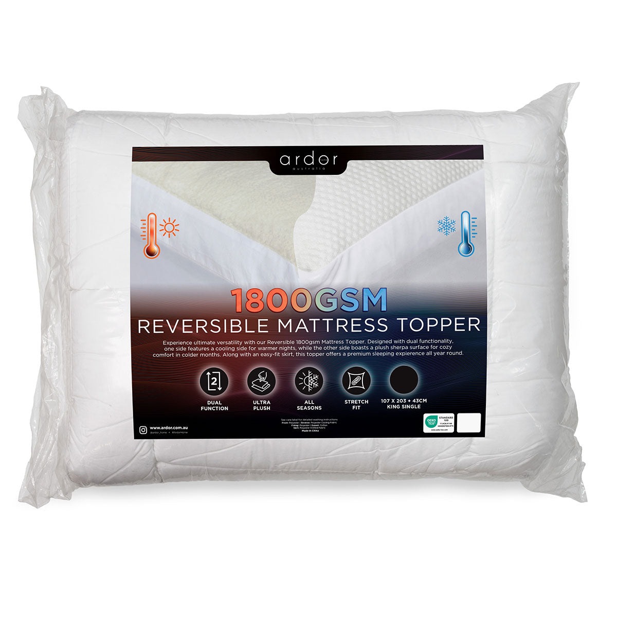 Ardor 1800GSM Reversible Mattress Topper Queen 4