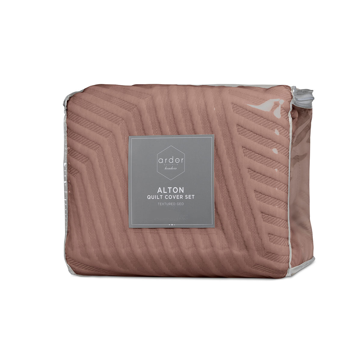 Ardor Alton Burlwood Jacquard Embossed Texture Geo Quilt Cover Set Queen 4