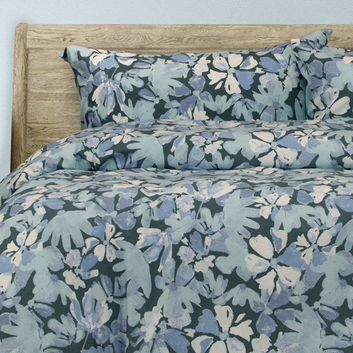 Ardor Eadie Teal Floral Printed Quilt Cover Set Queen 3