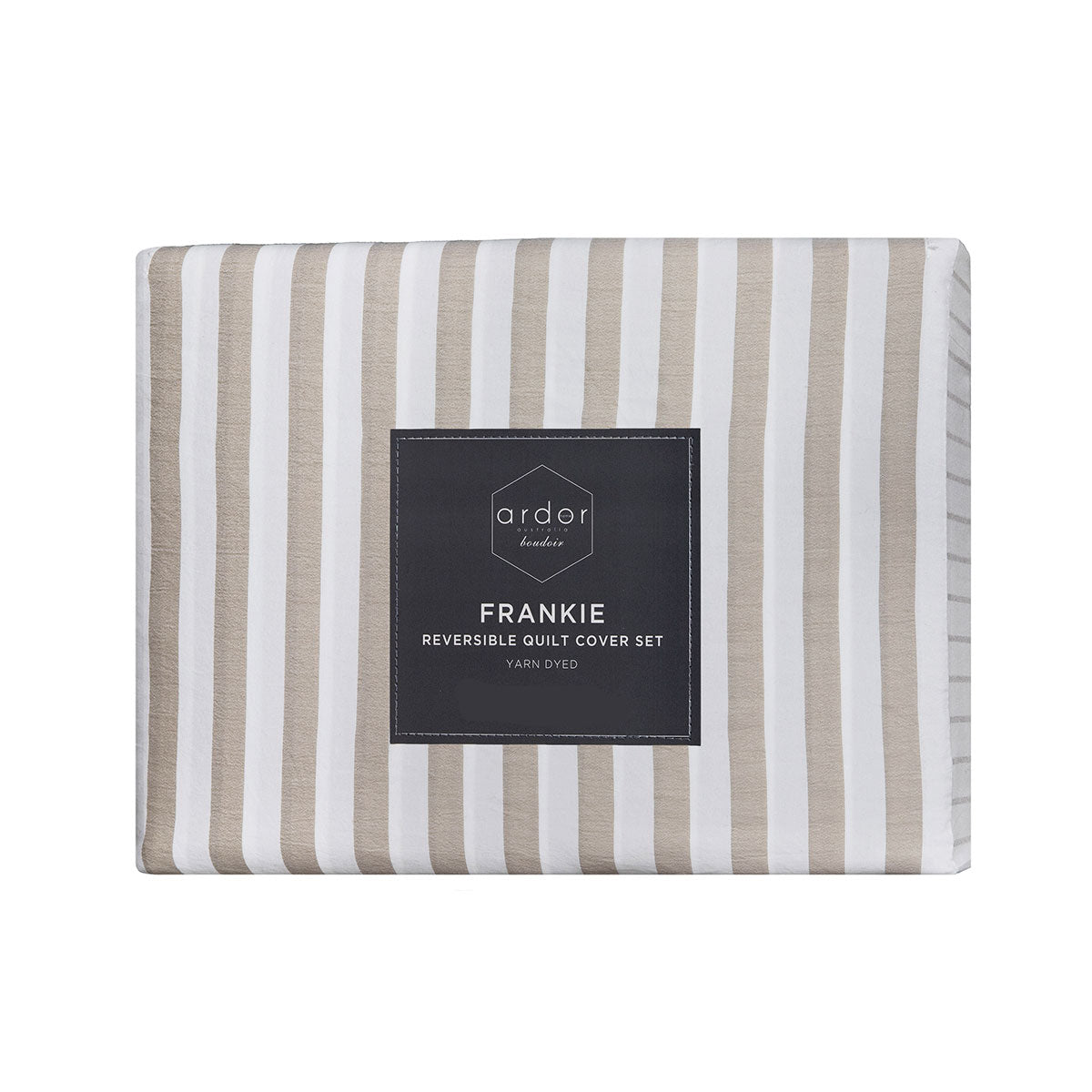 Ardor Frankie Natural Stripe Yarn Dyed Reversible Quilt Cover Set Queen 5