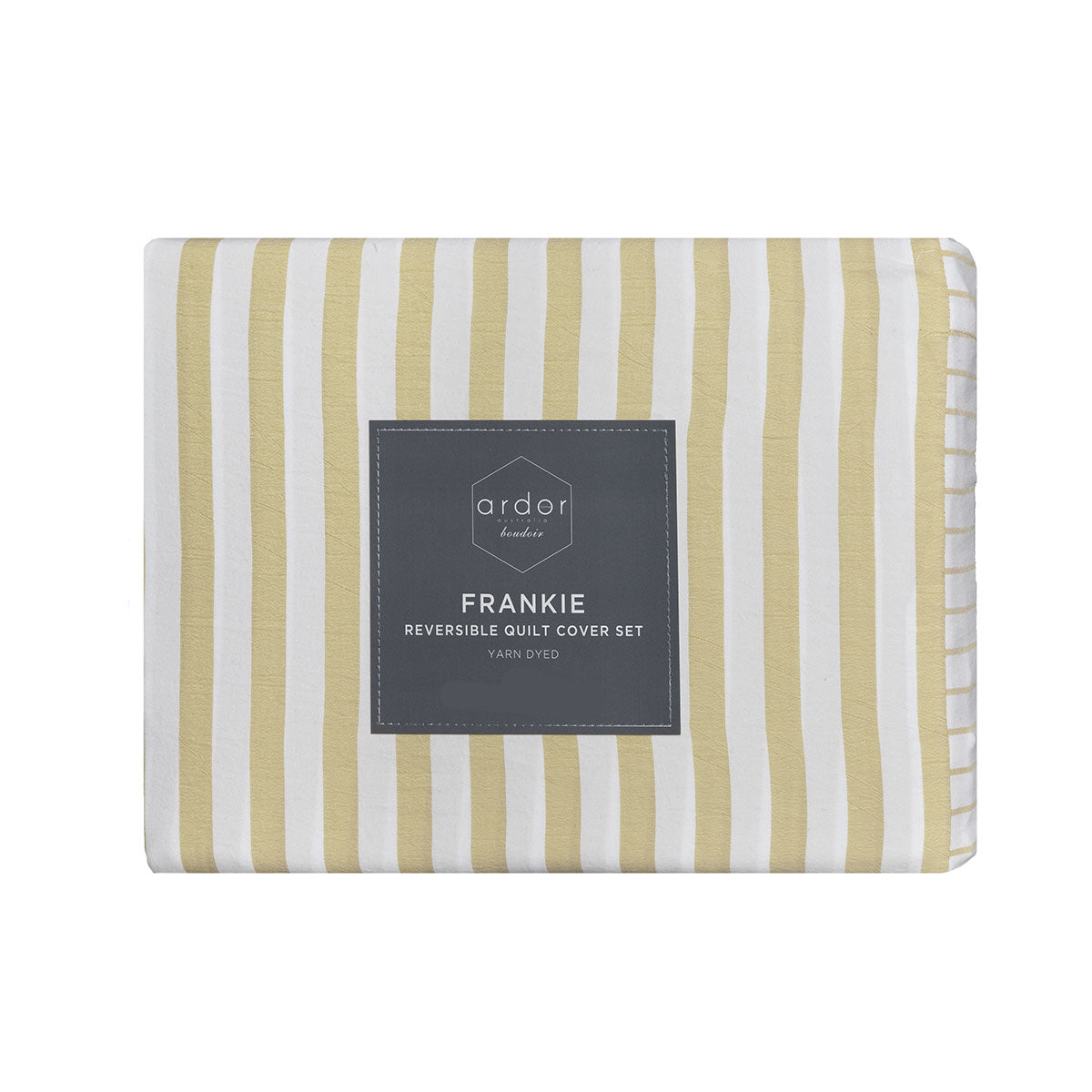 Ardor Frankie Yellow Stripe Yarn Dyed Reversible Quilt Cover Set Queen 5