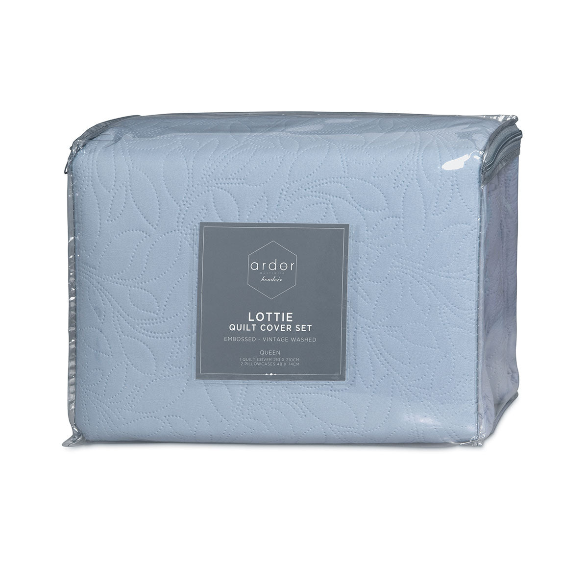 Ardor Lottie Bluebell Pinsonic Embossed Quilt Cover Set King 5