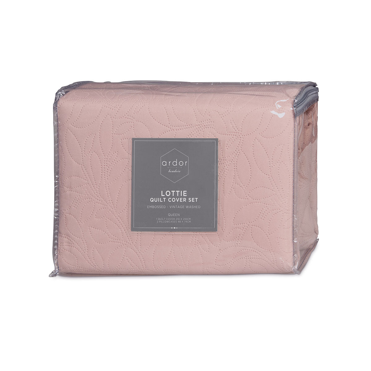 Ardor Lottie Blush Pinsonic Embossed Quilt Cover Set King 5