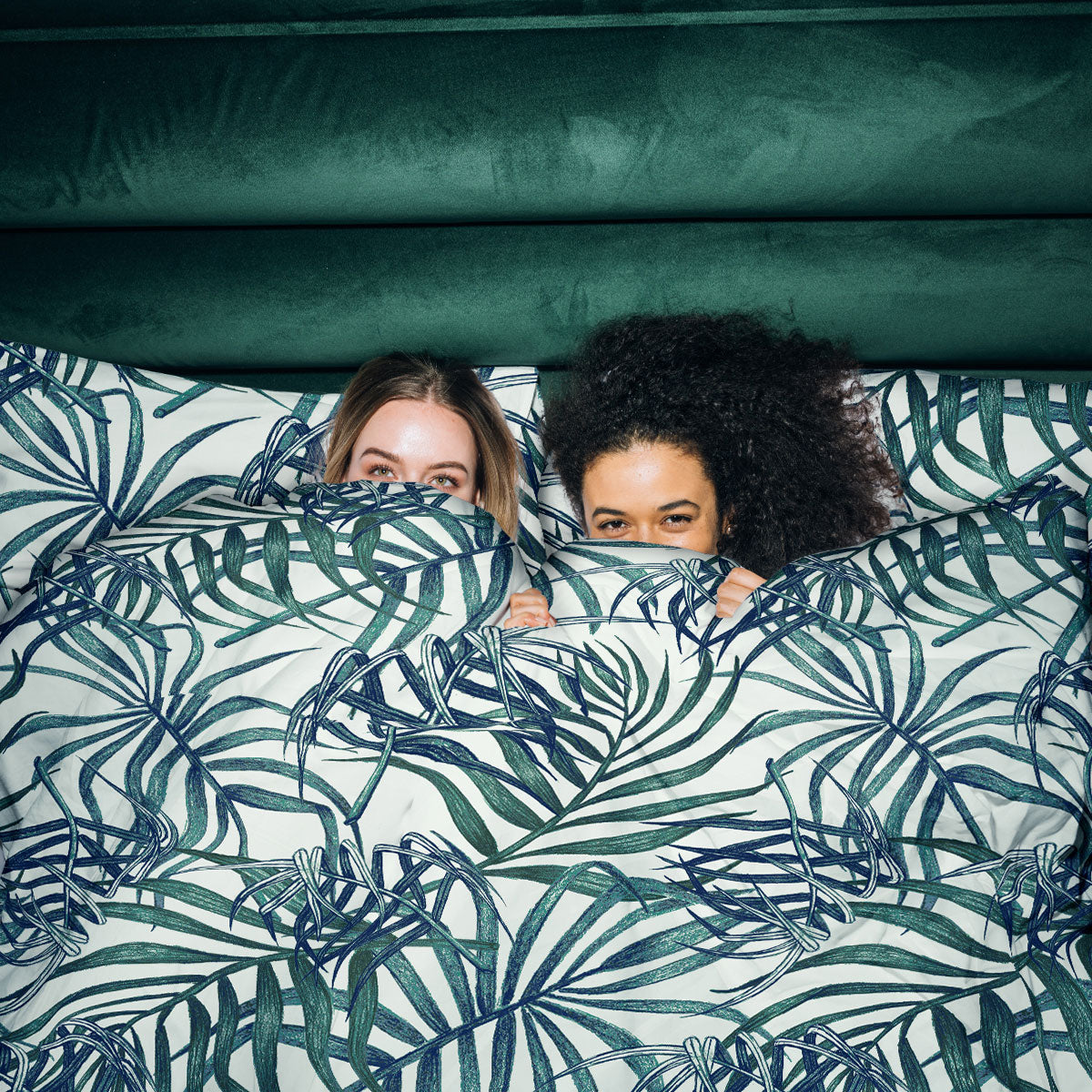 Ardor Palms Blue Polyester Cotton Quilt Cover Set Queen 3