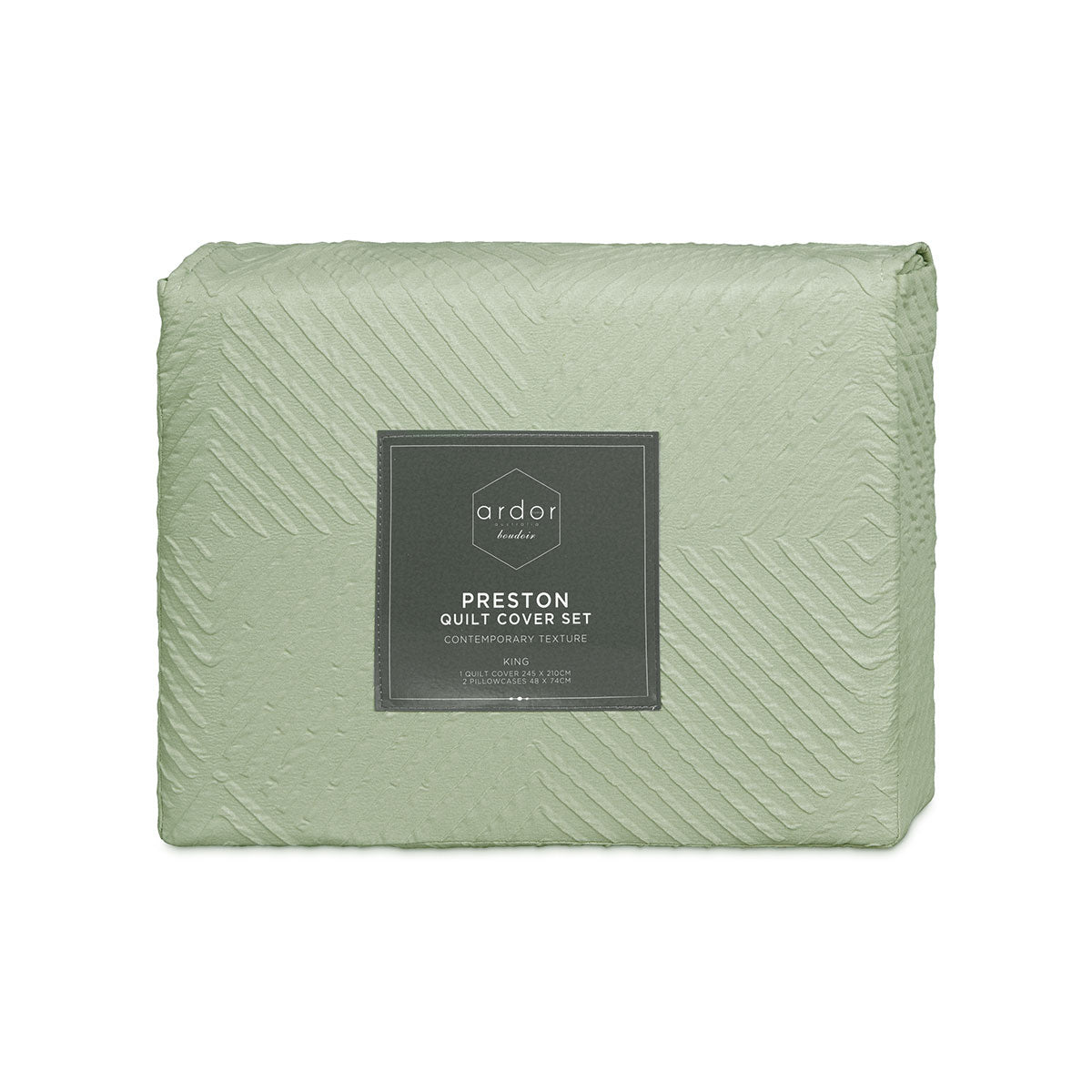 Ardor Preston Pale Green Embossed Quilt Cover Set King 5