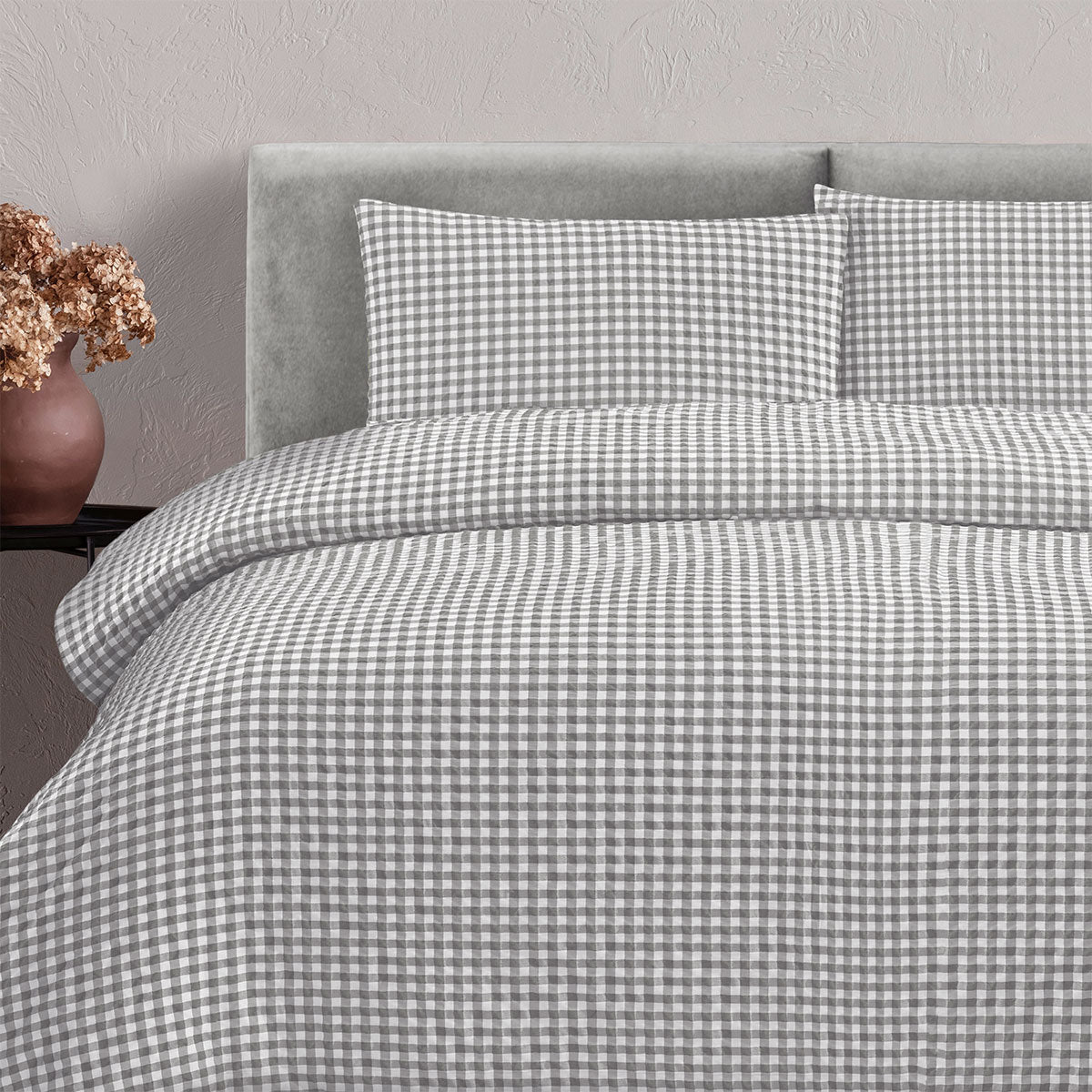 Ardor Rowe Grey Textured Seersucker Quilt Cover Set King 3