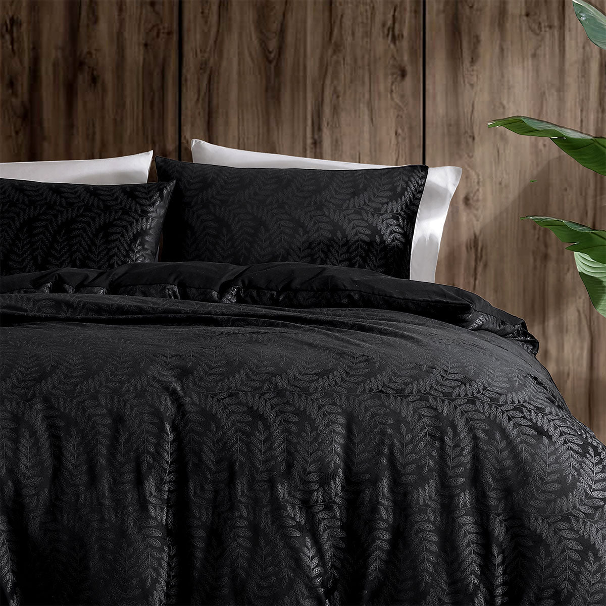 Ardor Rui Black Embossed Velvet Soft Quilt Cover Set Queen 3
