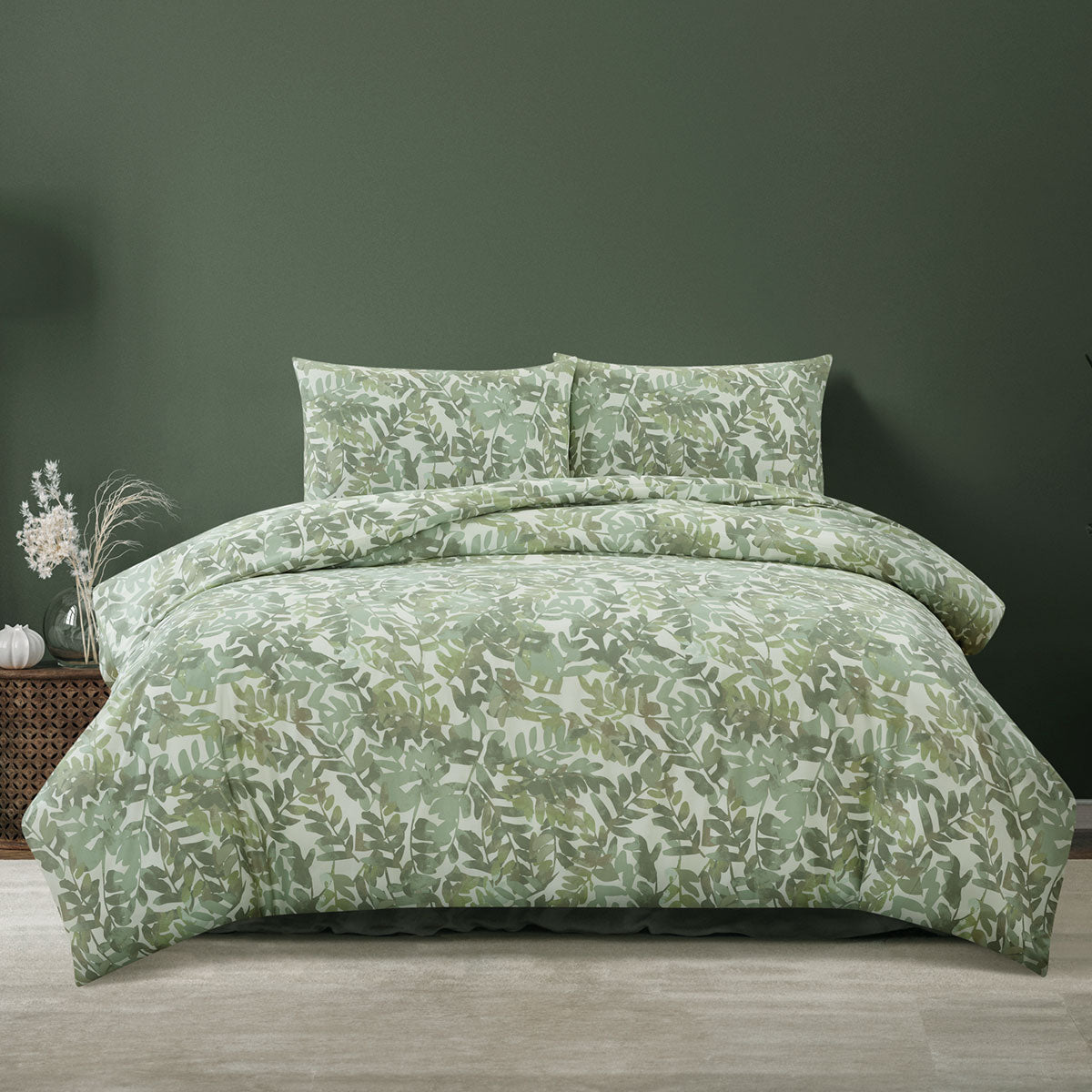 Ardor Solana Sage Watercolour Print Quilt Cover Set Queen
