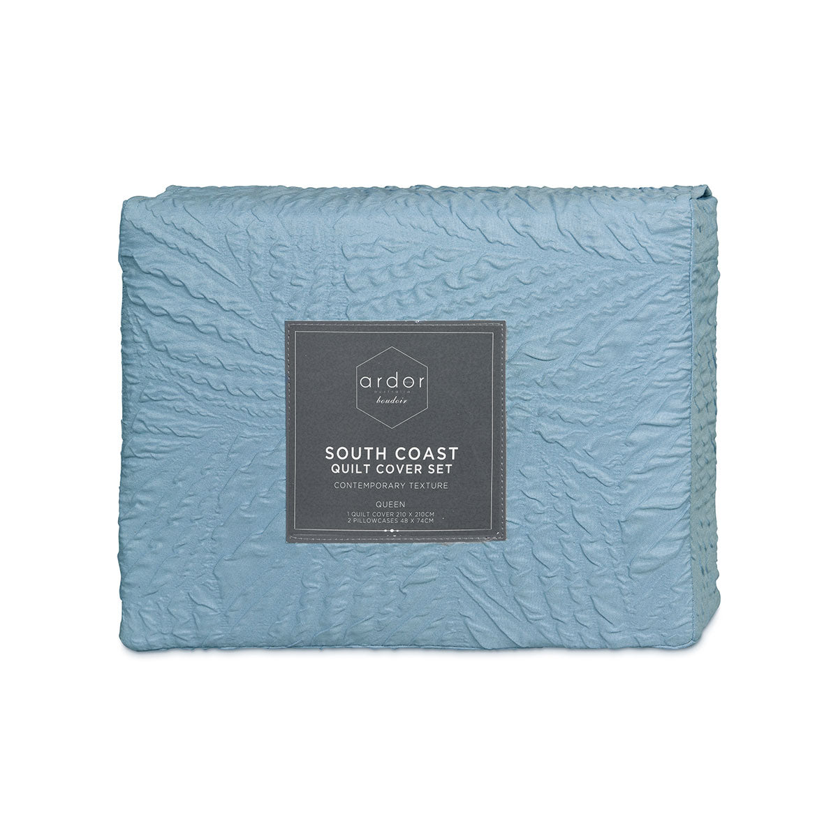 Ardor South Coast Pale Blue Embossed Quilt Cover Set King 5