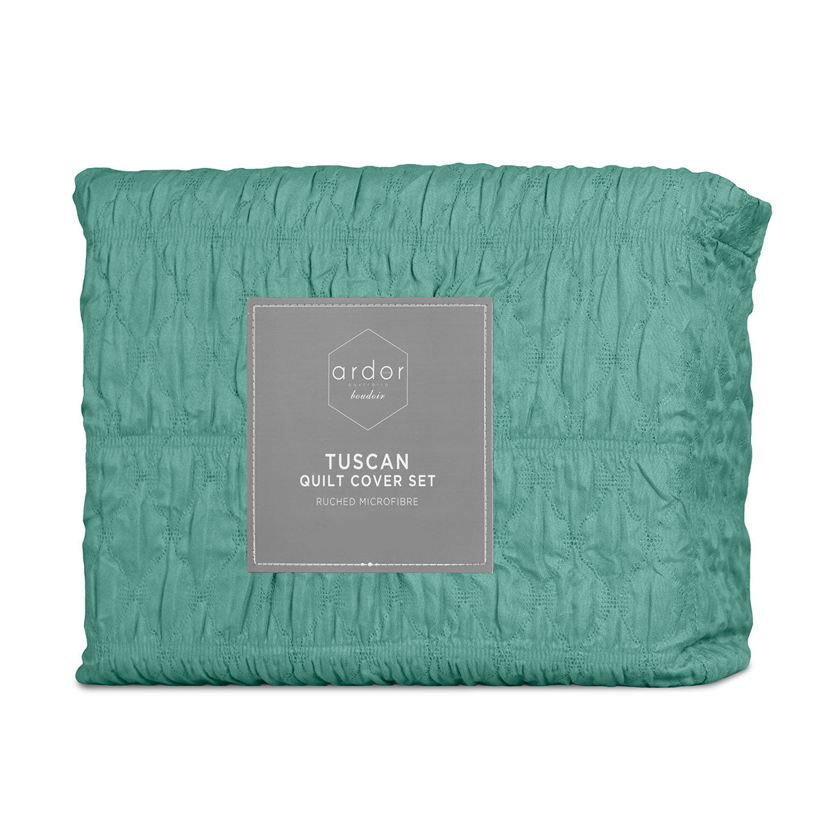 Ardor Tuscan Teal Ruched Quilt Cover Set Queen 5