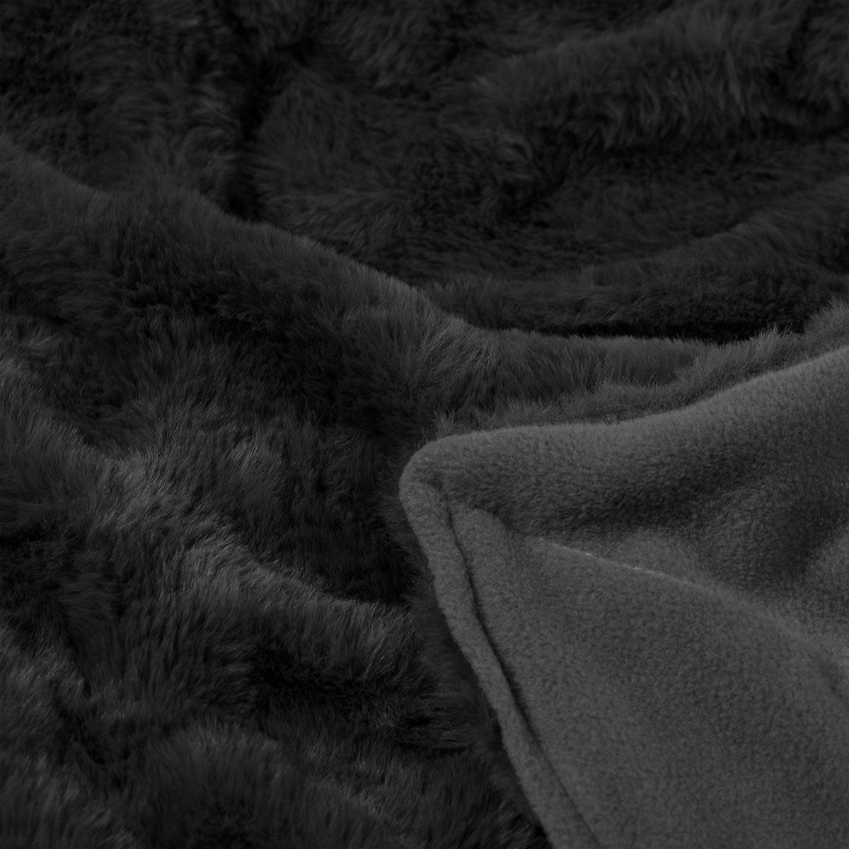 Ardor Clayton Faux Fur Soft Plush Throw Rug 130x170cm Black 3