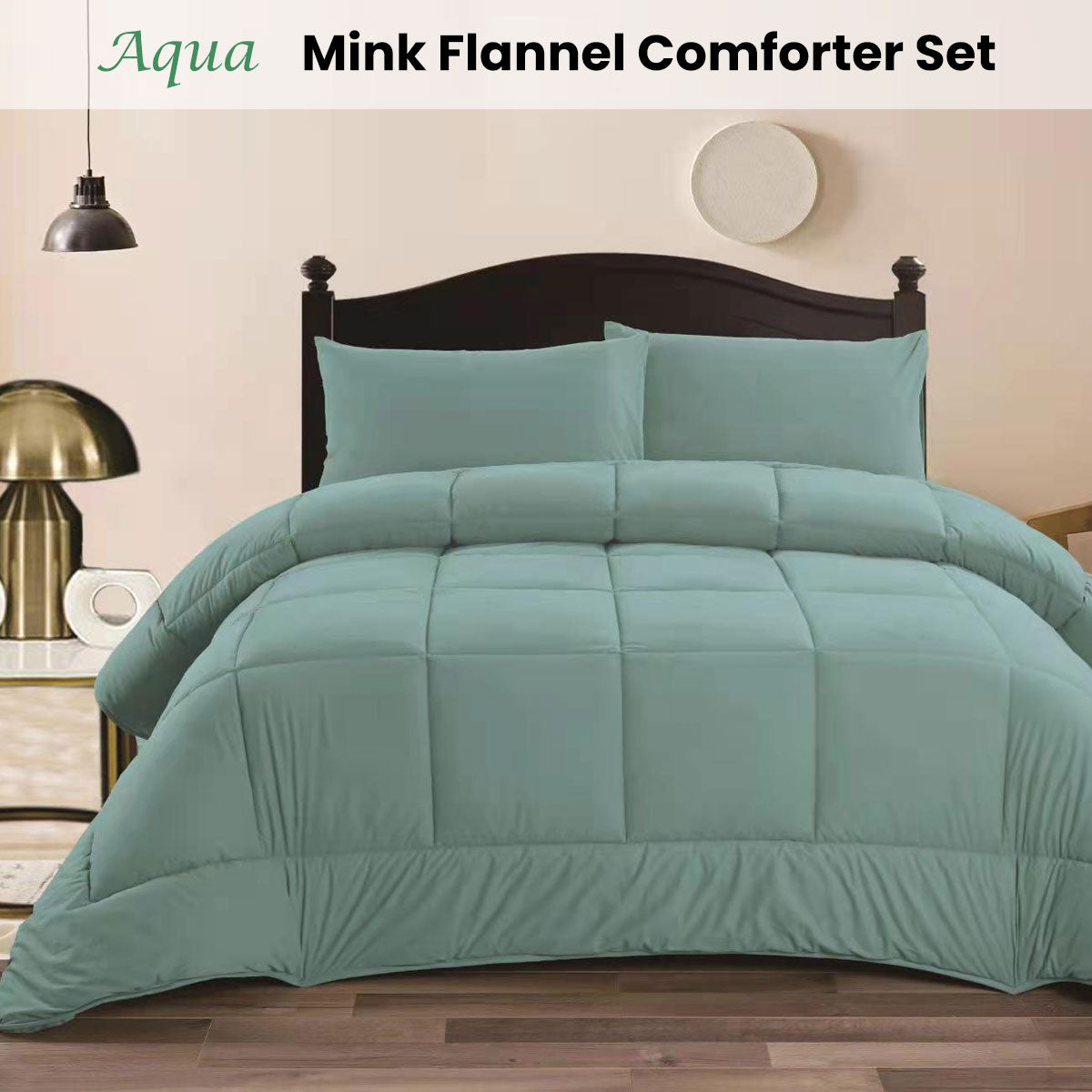 Ramesses Aqua 3- Piece Mink Flannel Comforter Set King