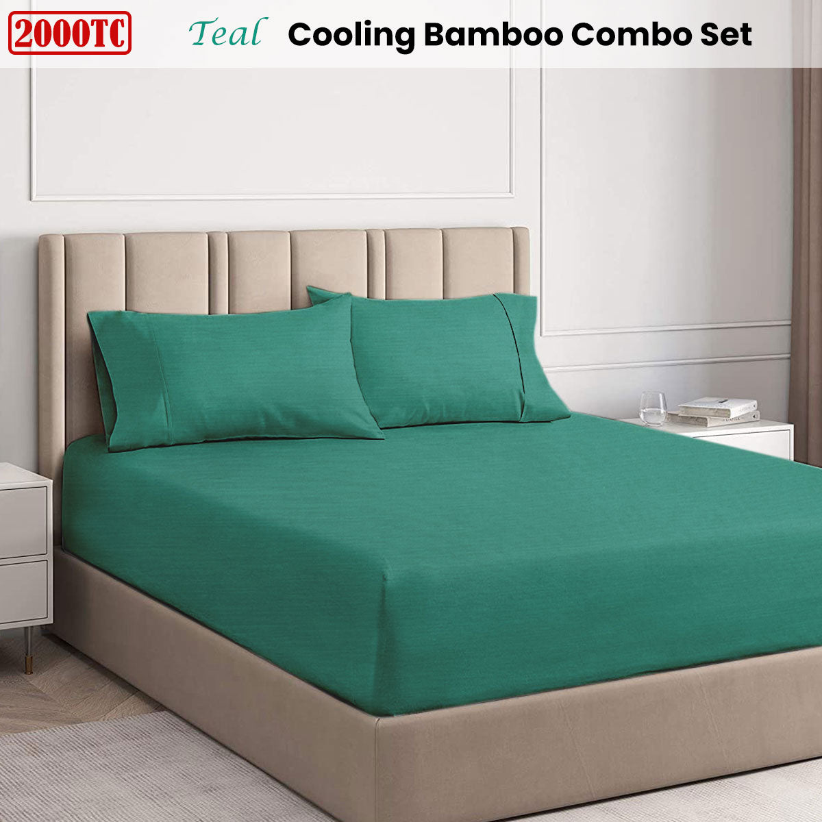 Ramesses Teal 2000TC Cooling Bamboo Combo Set Queen