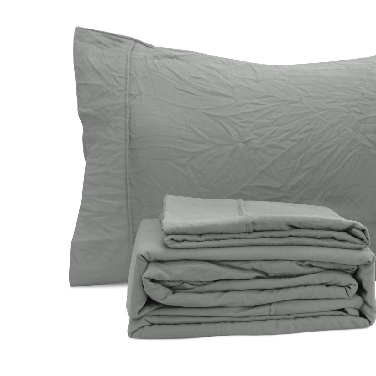 Ramesses Charcoal Pebble Wash Linen Look Alternative Sheet Set King 3