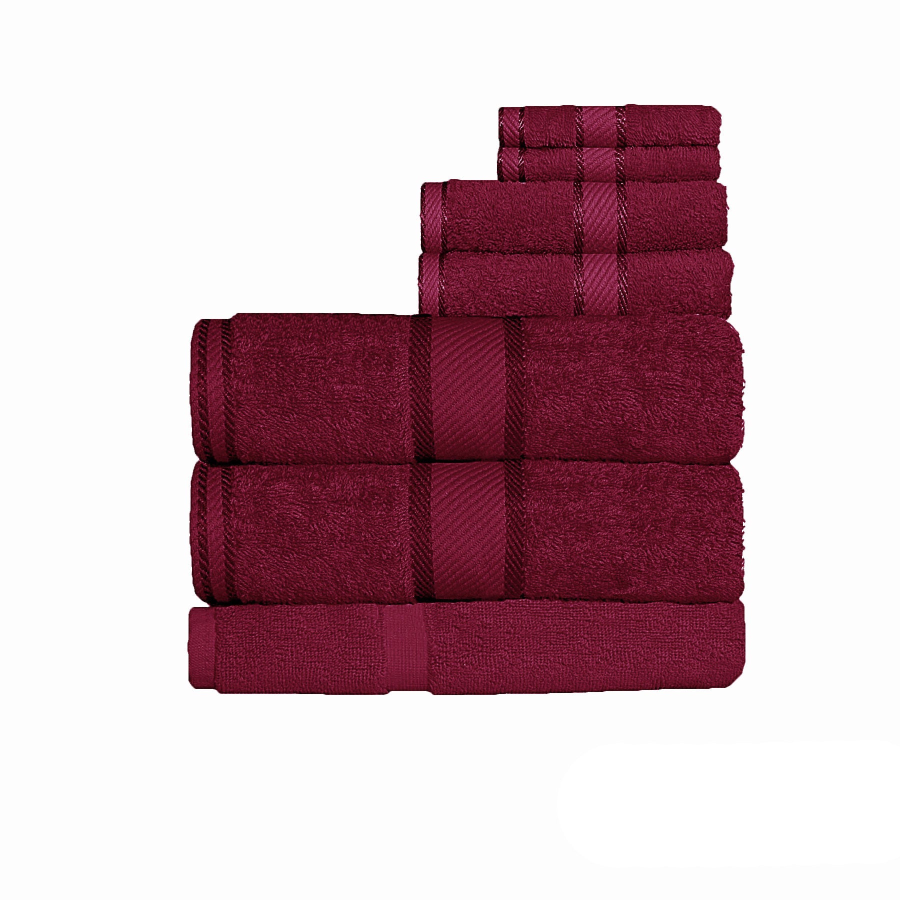 Kingtex 550gsm Cotton 7 Pce Bath Sheet Set Burgundy