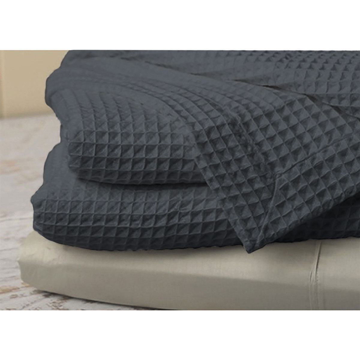 Jenny Mclean Ardent Premium Super Soft Cotton Waffle Blanket Charcoal Queen 3