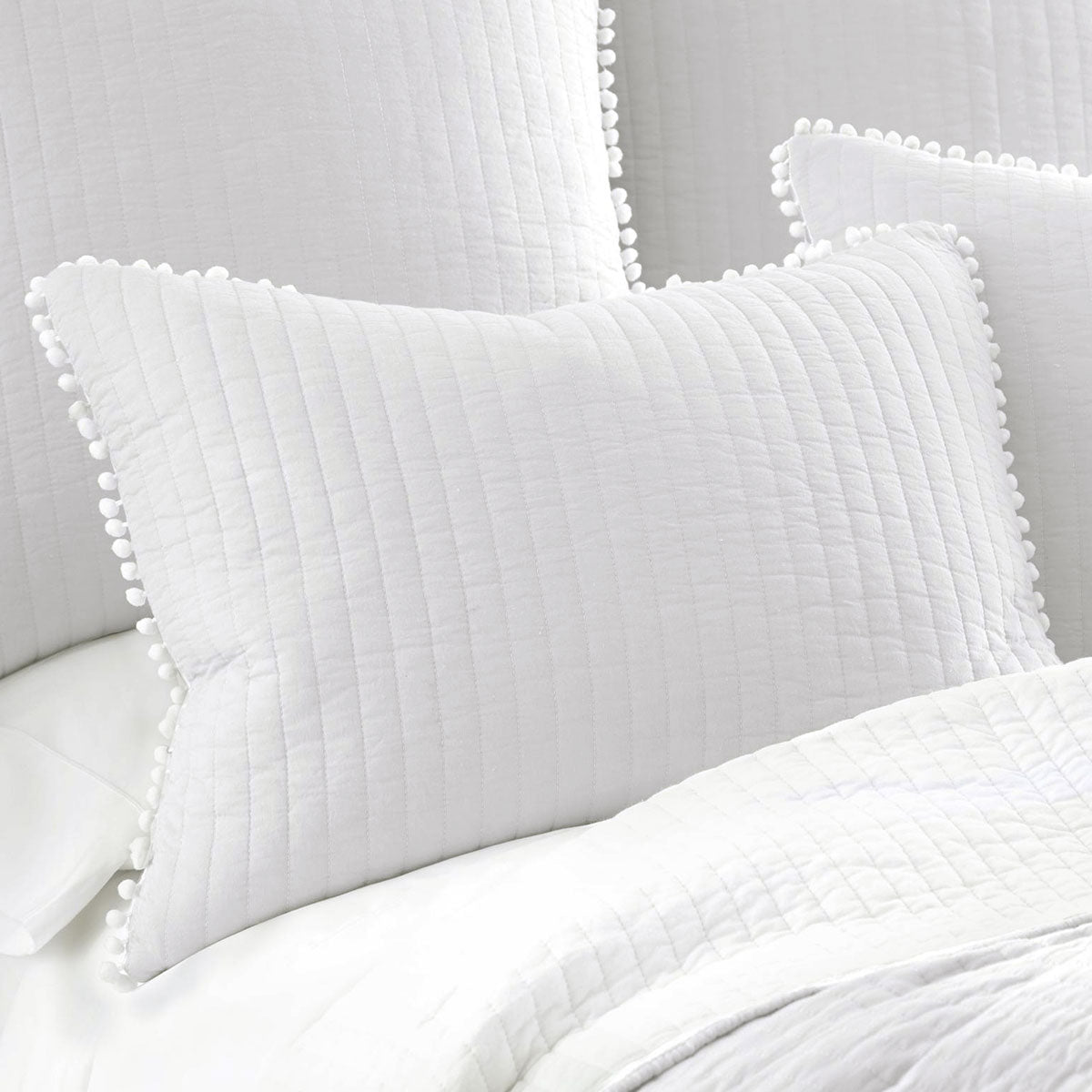 Jenny Mclean Clavo Pompom White 3 Piece 100% Cotton Coverlet Set Queen 3