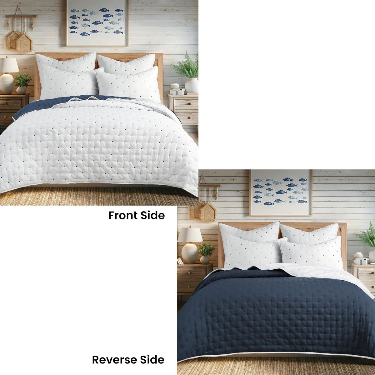 Jenny Mclean Swiss Dots Blue 3 Piece Coverlet Set Queen 3