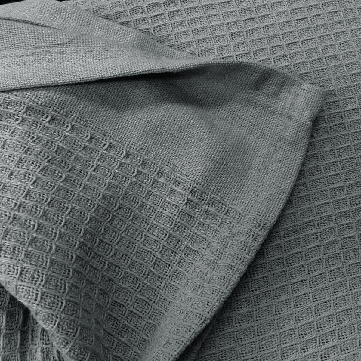 Living @ Home 350gsm 100% Cotton Breathable Waffle Blanket Single 180 x 230 cm Charcoal 3