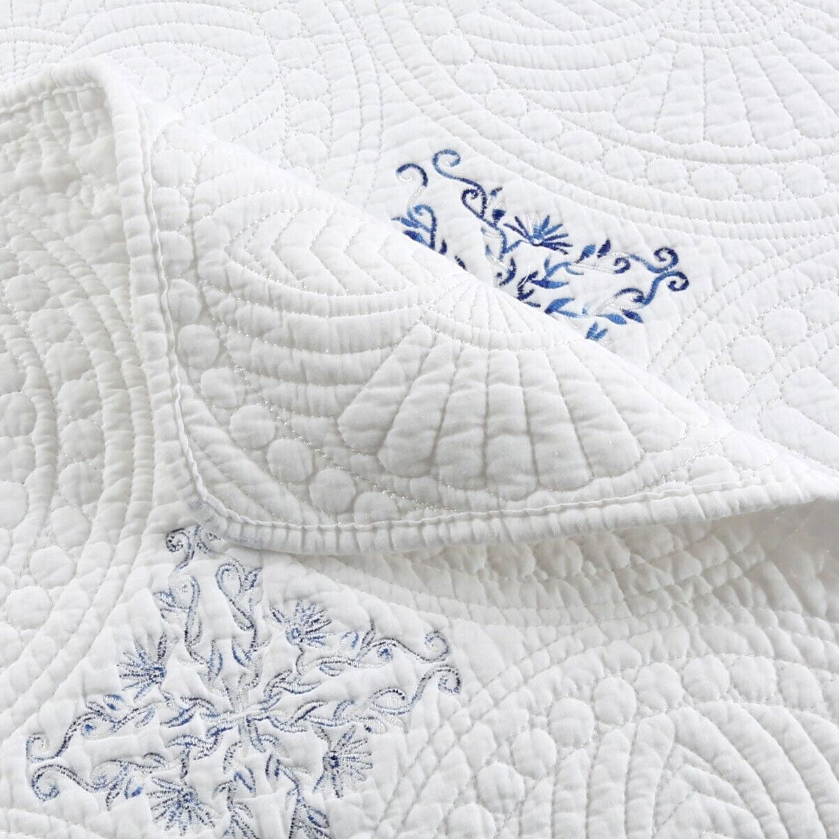 100% Cotton Lightly Quilted Coverlet Set Colorado Blue King 4