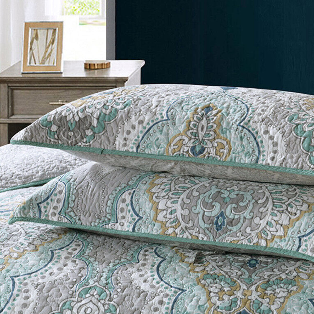 100% Cotton Cover Lightly Quilted Coverlet Set Regency Taupe Queen 3