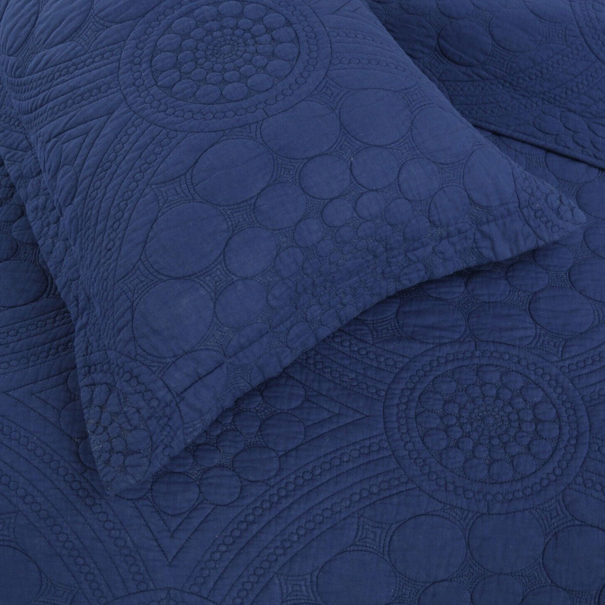 100% Cotton Lightly Quilted Coverlet Set Unity Navy Queen 4