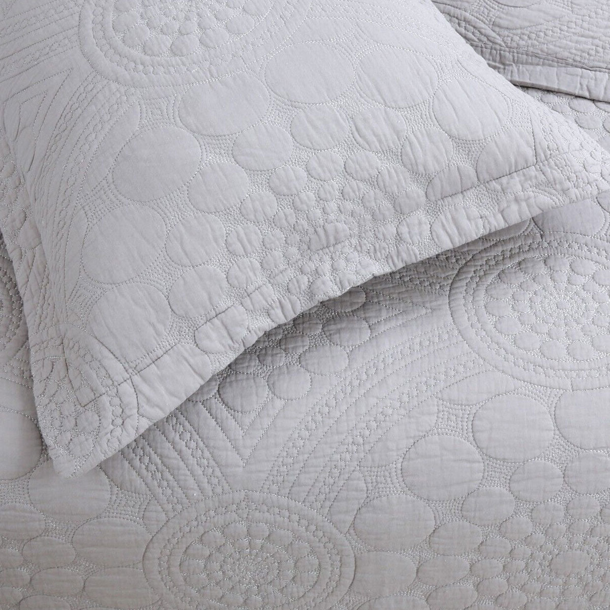 100% Cotton Lightly Quilted Coverlet Set Unity Silver Queen 4