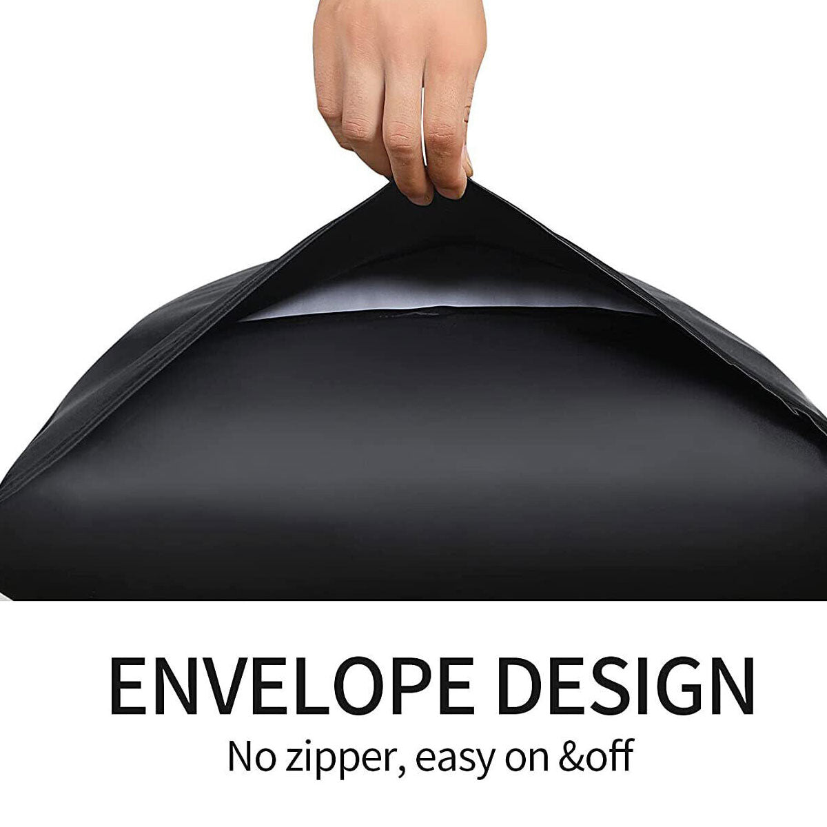 Pair of Standard Satin Silk Pillowcases with Envelope Closure 51 x 76 cm Black 5