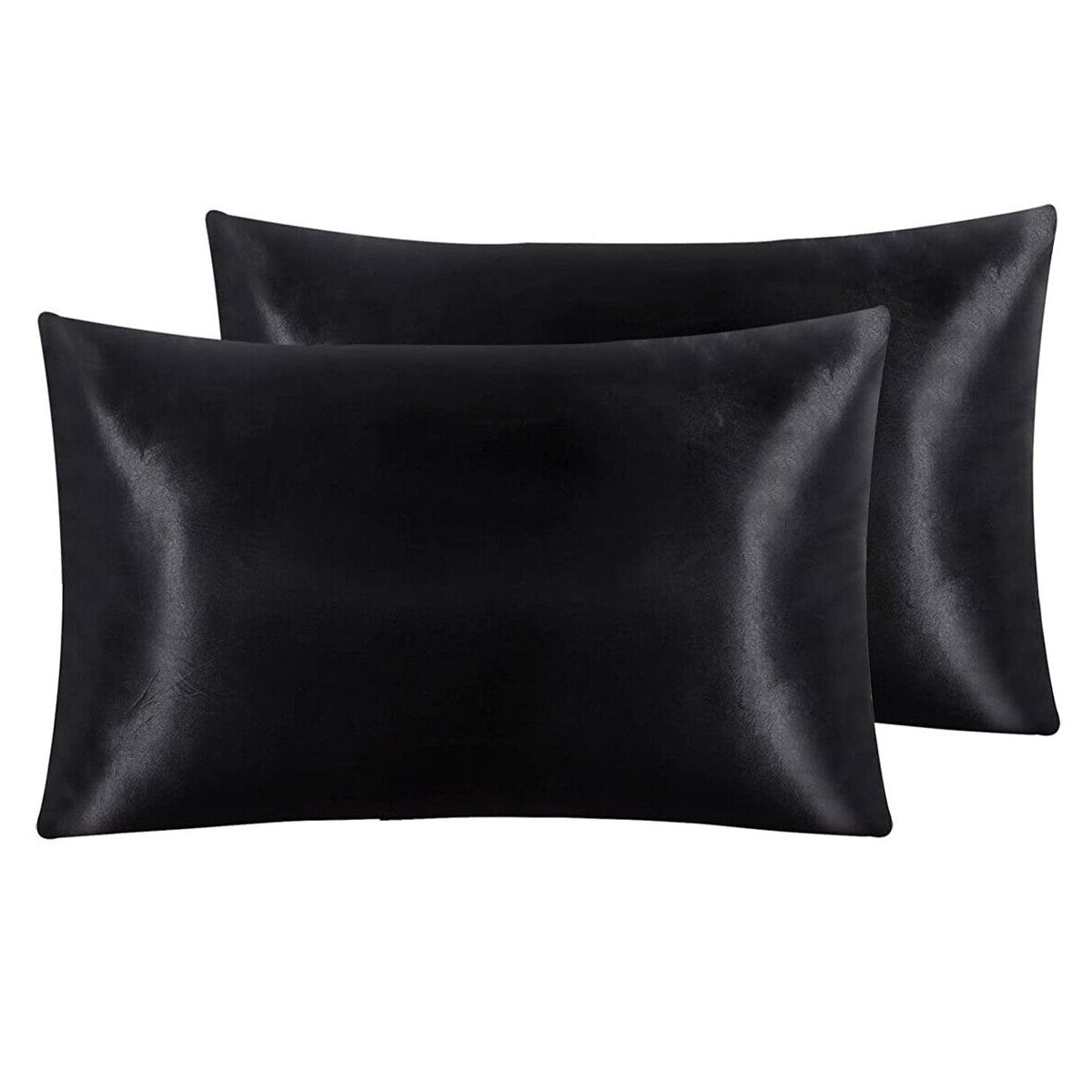 Pair of Standard Satin Silk Pillowcases with Envelope Closure 51 x 76 cm Navy 3